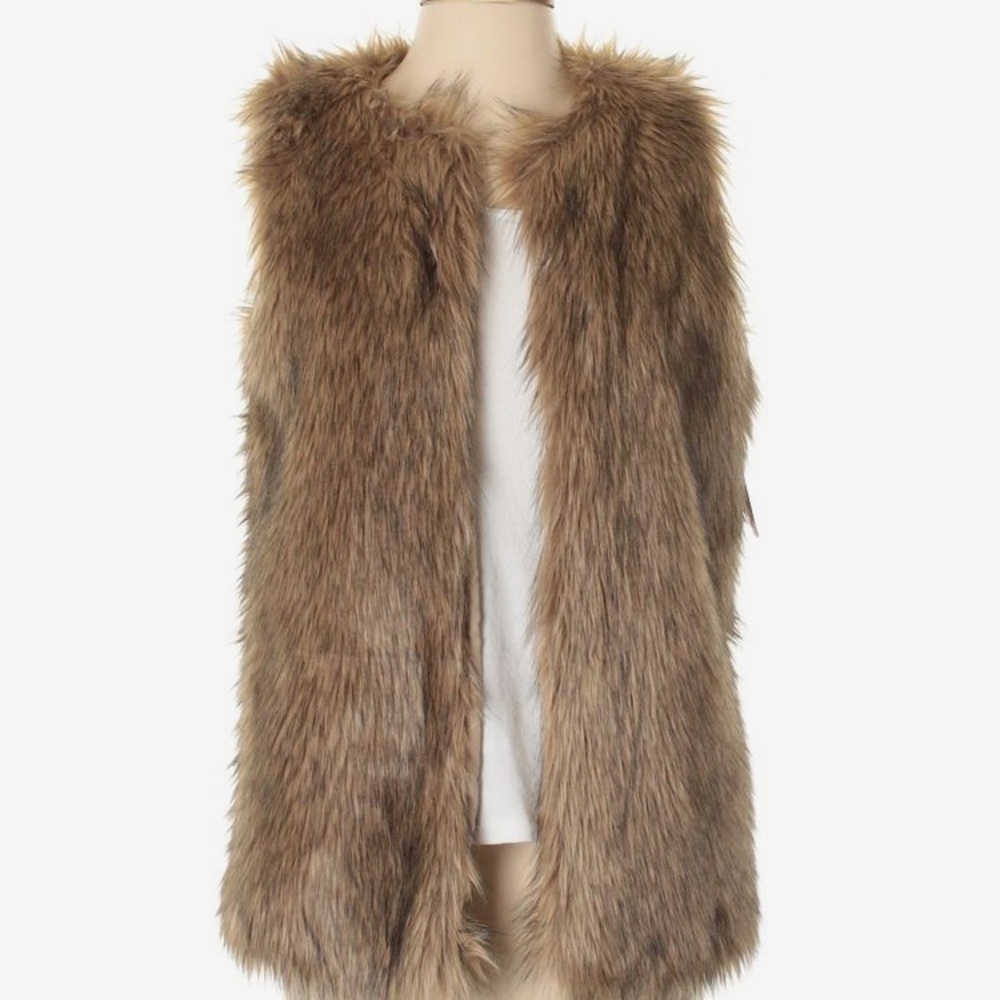 3/$20 Merona brown Faux Fur Vest Double Sided XS